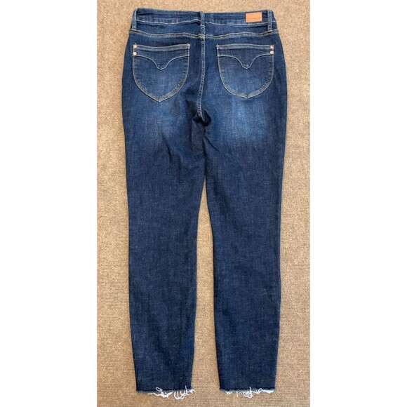 Judy Blue Jeans Womens 13/31 Mid Rise Skinny Raw Hem Dark Wash Stretch Y2K Denim - Picture 3 of 9
